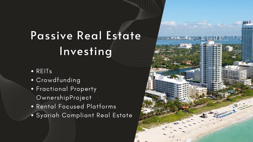 Visual summary of REITs and Crowdfunding strategies for passive real estate investing in 2025